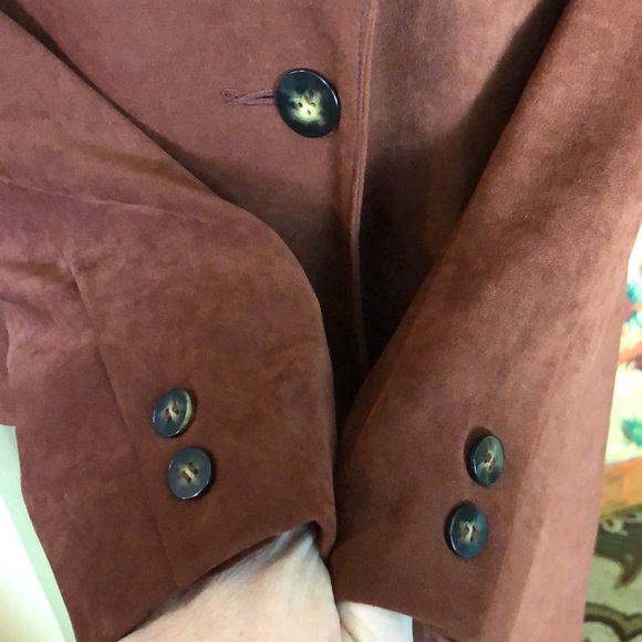 HUGO BUSCATI Size 6 Extra-Long Blazer Microfiber Cinnamon Brown Career Casual EU - Picture 6 of 11